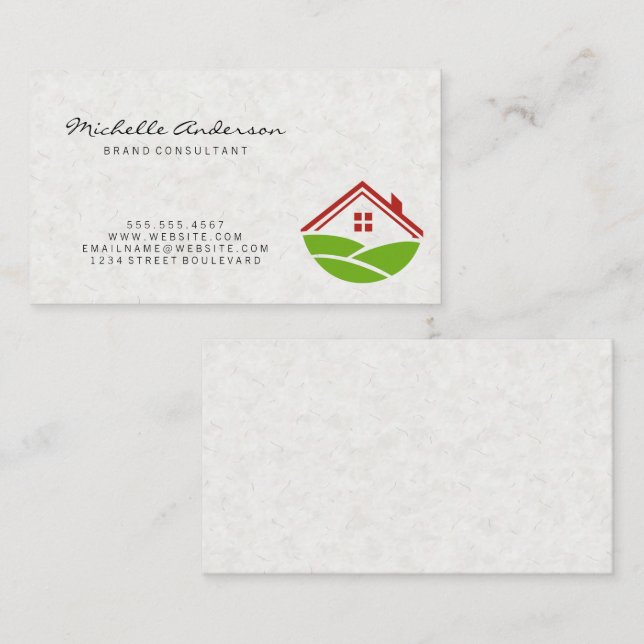 Tarjeta De Visita Textura de papel japonesa | Icono de inicio (Anverso / Reverso)