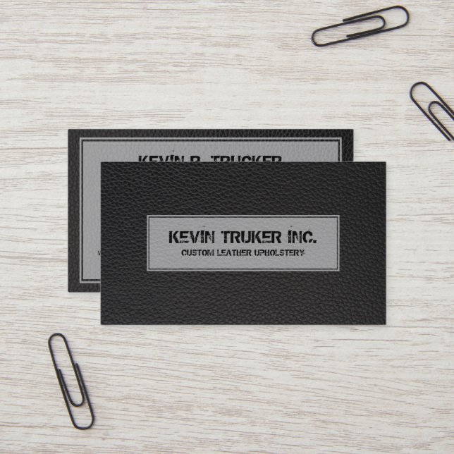 Tarjeta De Visita Textura de piel de imitación negra (Anverso/Reverso In Situ)