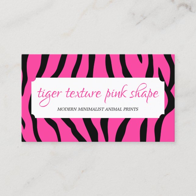 Tarjeta De Visita Textura de purpurina de tigre forma rosa marco (Anverso)