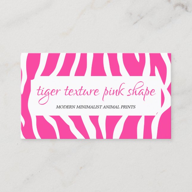 Tarjeta De Visita Textura de salpicaduras de tigre rosa blanco marco (Anverso)