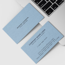 Tarjeta De Visita Textura de tela de lino azul claro