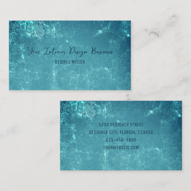 Tarjeta De Visita Textura de Viñette Verde Rústica Verde azulada Vin (Anverso / Reverso)