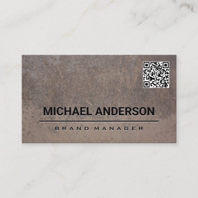 Tarjeta De Visita Textura desechada Metalizado | Código QR (Anverso)