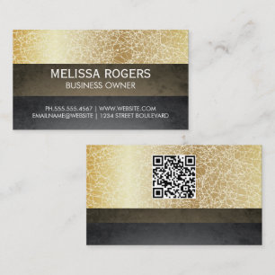 Tarjeta De Visita Textura dorada Bloques de color Código QR