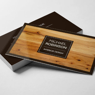 Tarjeta De Visita Textura elegante de grano de madera de borde