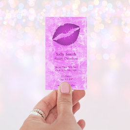 Tarjeta De Visita Textura falsa rosa moderna labios morados