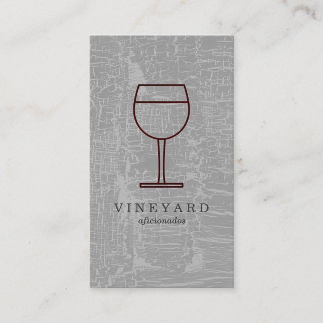 Tarjeta De Visita Textura Gris con Copa de Vino (Anverso)