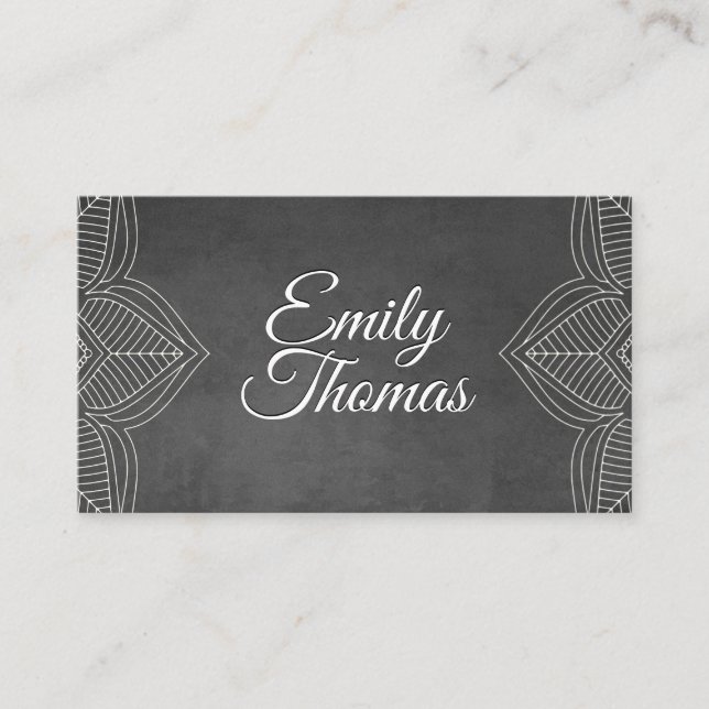 Tarjeta De Visita Textura gris | Elementos Mandala (Anverso)