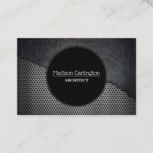Tarjeta De Visita Textura industrial rasgada metal negro