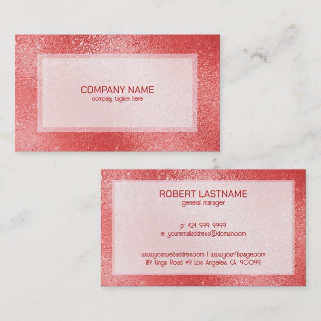 Tarjeta De Visita Textura iridiscente de resplandor rojo (Anverso / Reverso)