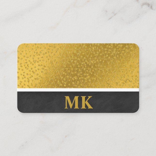Tarjeta De Visita Textura lux y espectro de oro | Monograma (Anverso)