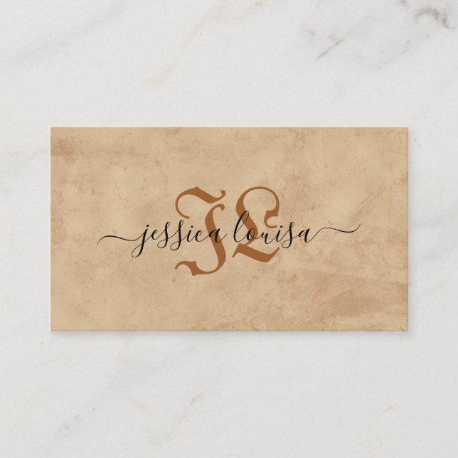 Tarjeta De Visita Textura marrón beige vintage (Anverso)