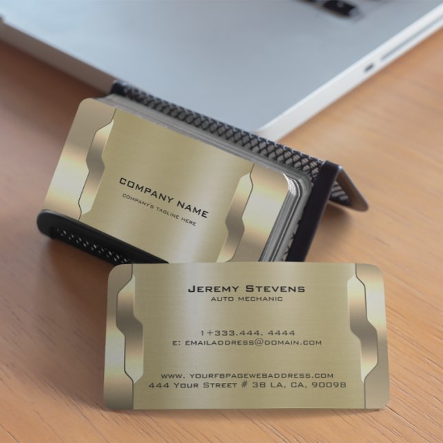 Tarjeta De Visita Textura metálica geométrica de oro (Subido por el creador)