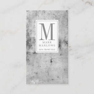 Tarjeta De Visita Textura mínima de mármol gris monogramo
