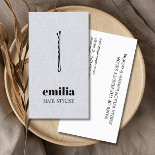 Tarjeta De Visita Textura minimalista gris pinza de pelo salón negro