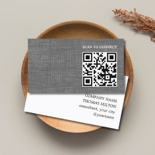 Tarjeta De Visita Textura moderna gris negro Código QR negrita