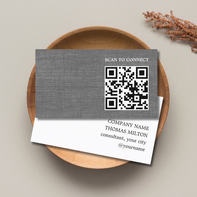 Tarjeta De Visita Textura moderna gris negro Código QR negrita (Subido por el creador)