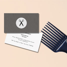 Tarjeta De Visita Textura moderna Gris Scissor Hairstylist