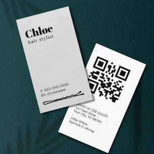 Tarjeta De Visita Textura Moderna Ligero Pin de Pelo Negro Salón