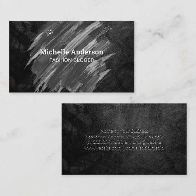 Tarjeta De Visita Textura negra | Paint Brushed Business Card (Anverso / Reverso)