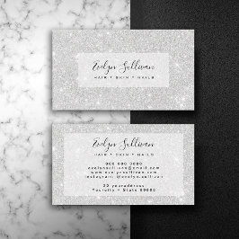 Tarjeta De Visita Textura Purpurina plateada Esparkling blanco brill