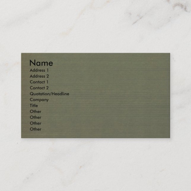 Tarjeta De Visita Textura tipo lienzo verde oliva (Anverso)