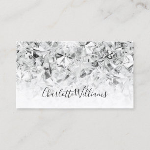 Tarjeta De Visita Textura única de diamante blanco trendy Girly