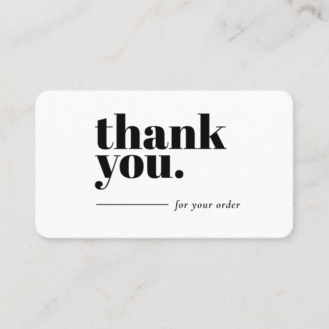 Tarjeta De Visita Thank You Business Card Plain Simple Gratitude (Anverso)