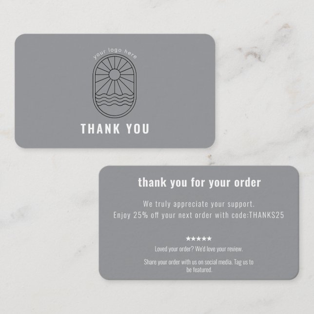 Tarjeta De Visita Thank You Card Discount Code Review Logo Business (Anverso / Reverso)