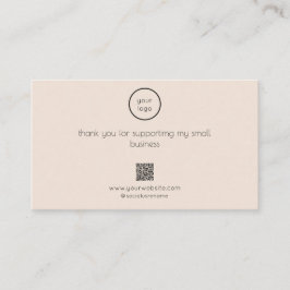 Tarjeta De Visita Thank You Card Logo QR Code Packaging Insert Blush