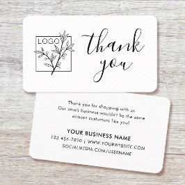 Tarjeta De Visita Thank You Custom Logo Modern Script White