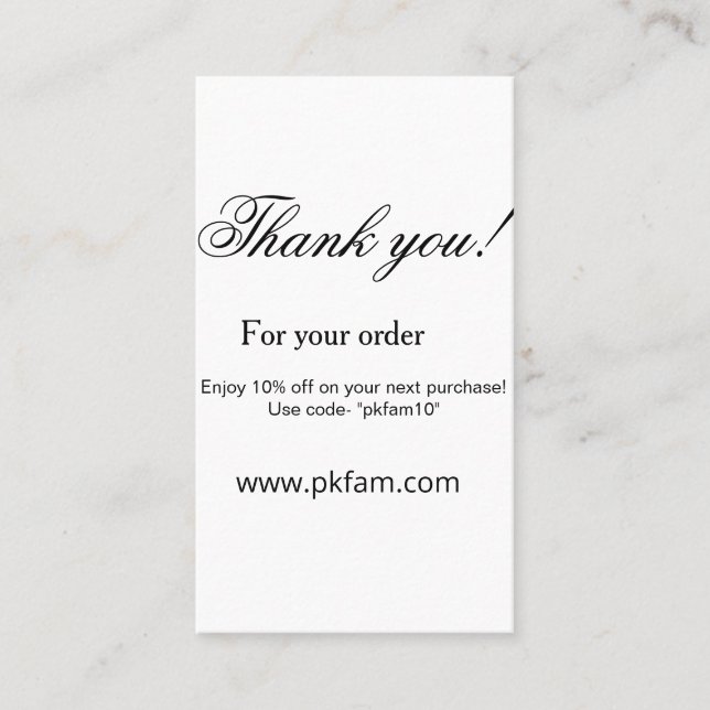 Tarjeta De Visita Thank you for purchase pink family business detail (Anverso)