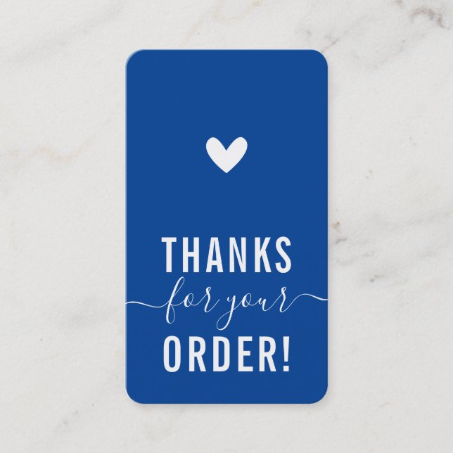 Tarjeta De Visita THANK YOU FOR YOUR ORDER insert modern royal blue (Anverso)