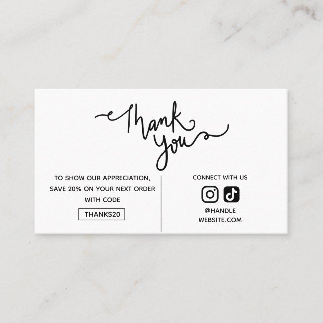 Tarjeta De Visita Thank You Promo Code 2025 Social Media Your Logo (Anverso)