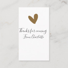 Tarjeta De Visita thanks for coming add name text message gold heart