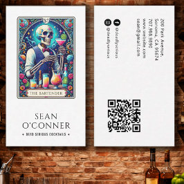 Tarjeta De Visita The Bartender Tarot Skeleton QR