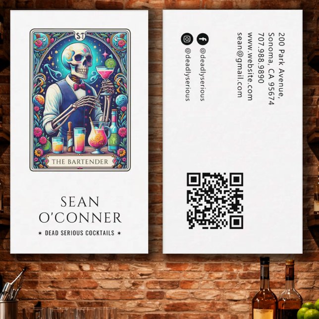 Tarjeta De Visita The Bartender Tarot Skeleton QR (Subido por el creador)