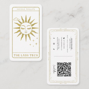 Tarjeta De Visita The Lash Tech Golden Sun Tarot QR de redes sociale