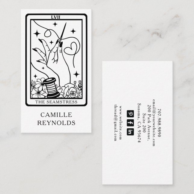 Tarjeta De Visita The Mystical Seamstress Tailor Tarot Business Card (Anverso / Reverso)