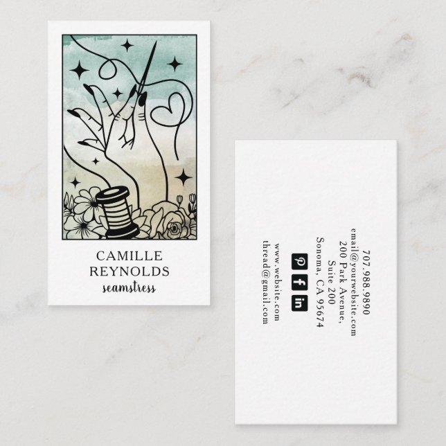 Tarjeta De Visita The Mystical Seamstress Tailor Tarot Business Card (Anverso / Reverso)