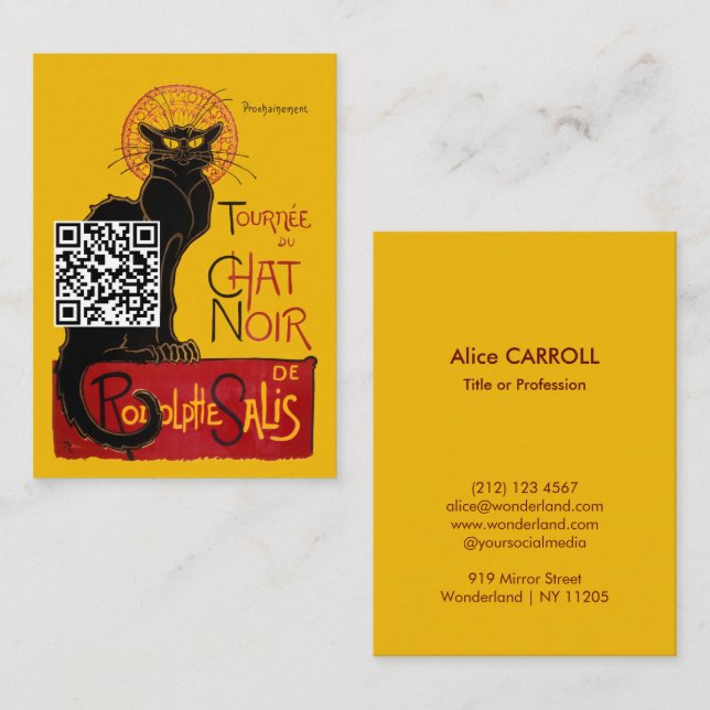 Tarjeta De Visita Theophile Steinlen - Le Chat Noir - Código QR (Anverso / Reverso)