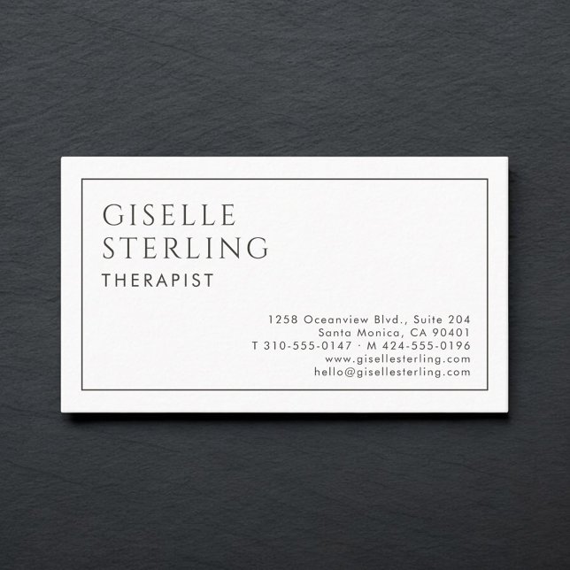 Tarjeta De Visita Therapist Luxury Minimalist Black White (Subido por el creador)