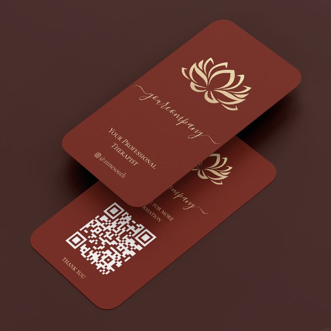 Tarjeta De Visita Therapist Wellness Dark Terracotta Gold Lotus (Therapist Wellness Dark Terracotta Gold Lotus Business Card
)