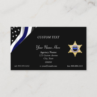 Tarjeta De Visita Thin Blue Line Custom Quote and Badge