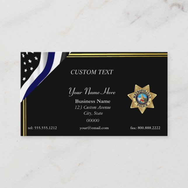Tarjeta De Visita Thin Blue Line Las Vegas PD Badge Business Card (Anverso)