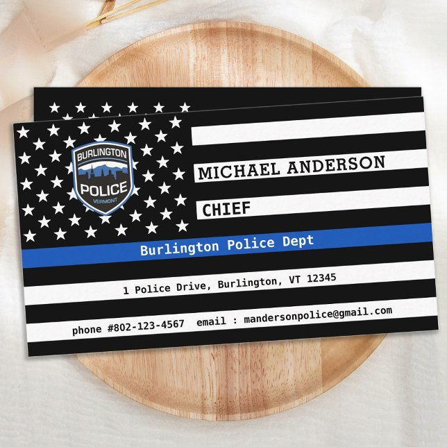 Tarjeta De Visita Thin Blue Line Law Enforcement Logo Custom Police  (Subido por el creador)