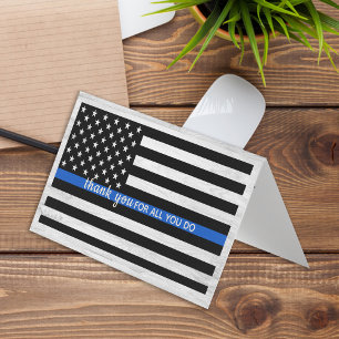 Tarjeta De Visita Thin Blue Line Police Officer Bulk Gracias