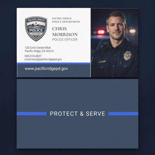 Tarjeta De Visita Thin Blue Line Police Photo Business Card (Subido por el creador)
