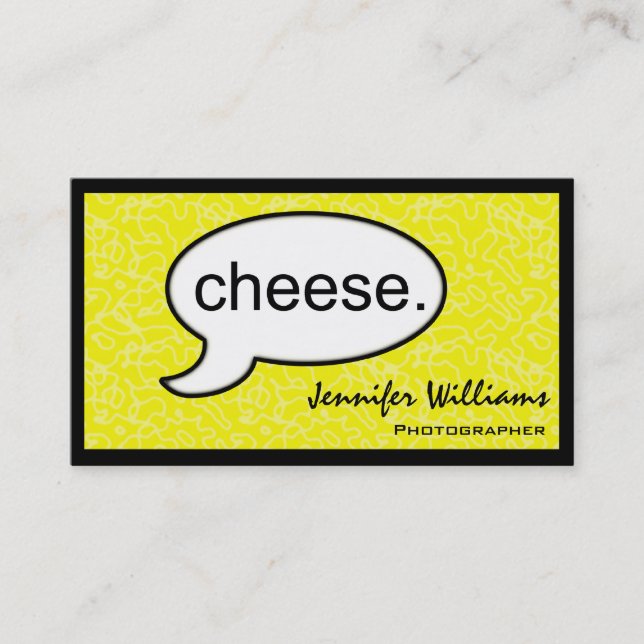 Tarjeta De Visita Thought Cloud Cheese Photographer Business Card (Anverso)