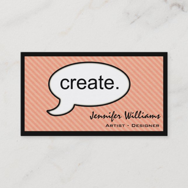 Tarjeta De Visita Thought Cloud Create Artist Business Card (Anverso)